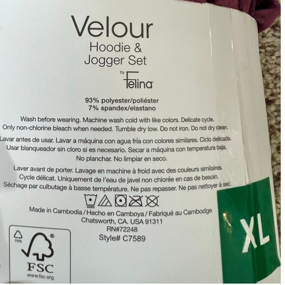 NWT Women's Felina Velour Track Suit, XL, Purple/Red, Loungewear, Jogger - Picture 4 of 6